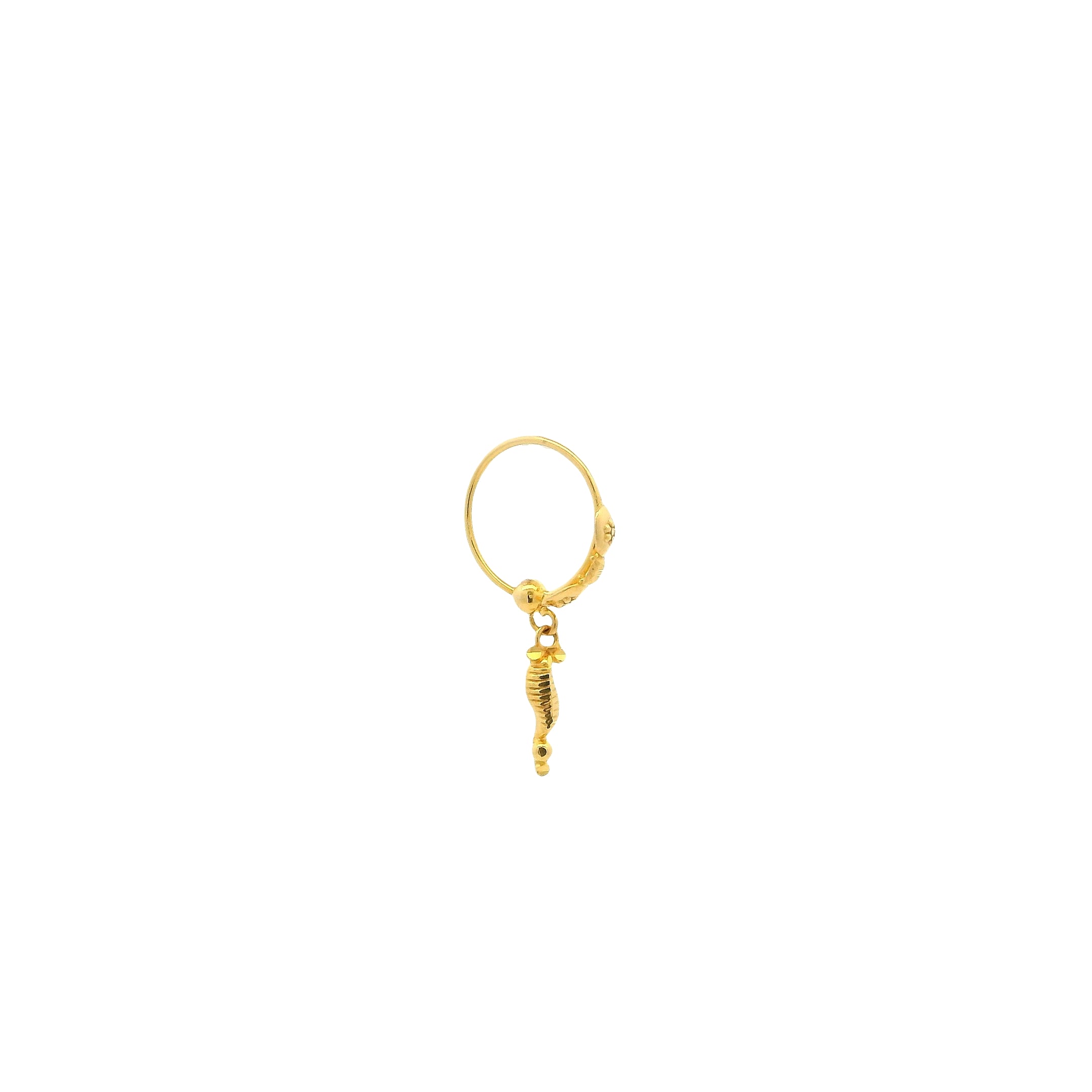 18ct Yellow Gold Nose Ring with Decorative Filigree Drop Design