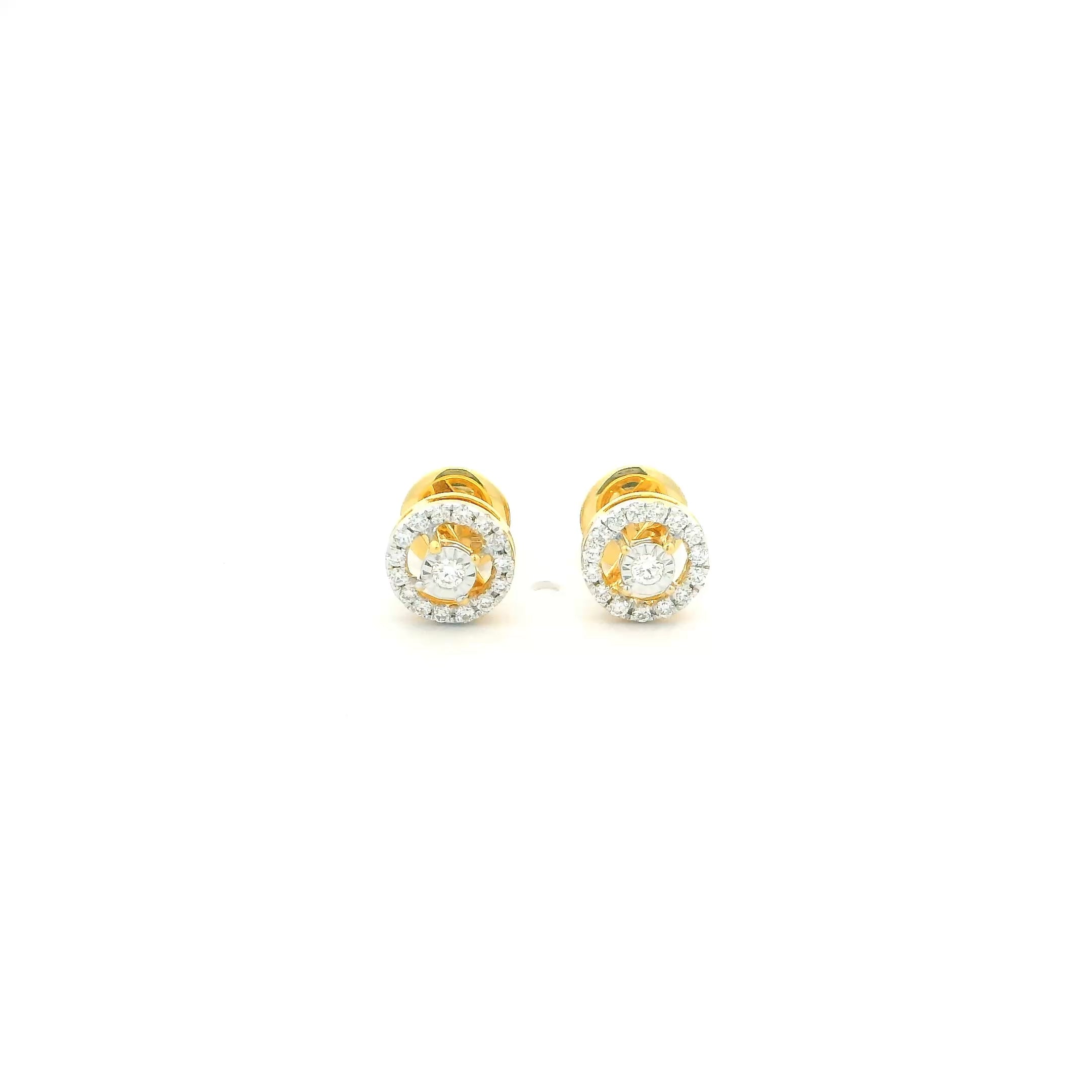 18ct Yellow Gold Round Diamond Stud Earrings  Perfect Gift for Her