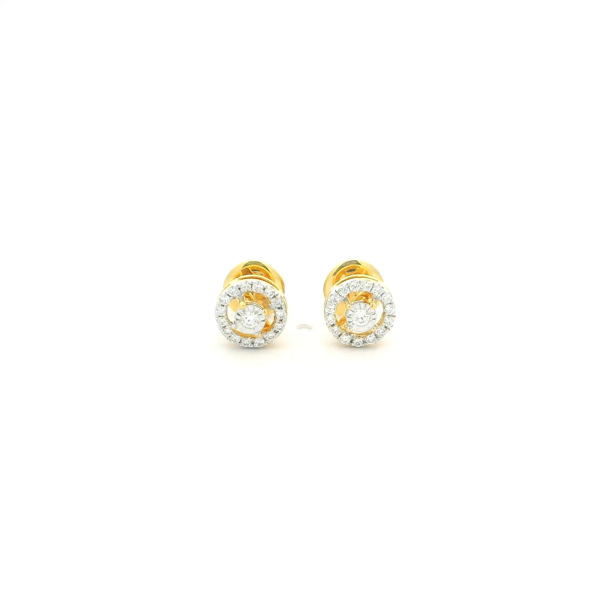 18ct Yellow Gold Round Diamond Stud Earrings  Perfect Gift for Her