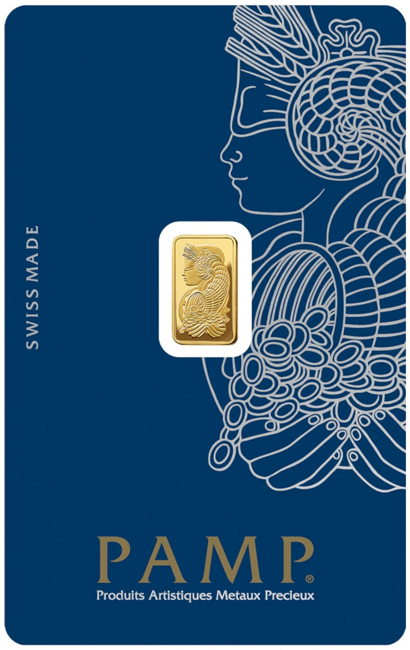 1g Gold Bar PAMP Lady Fortuna Fine Bar - Premium Investment Gold