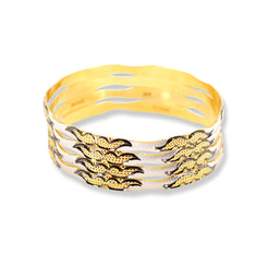 22ct Yellow Gold and Rhodium Plated Bangles 22DUBACNMD - Minar Jewellers