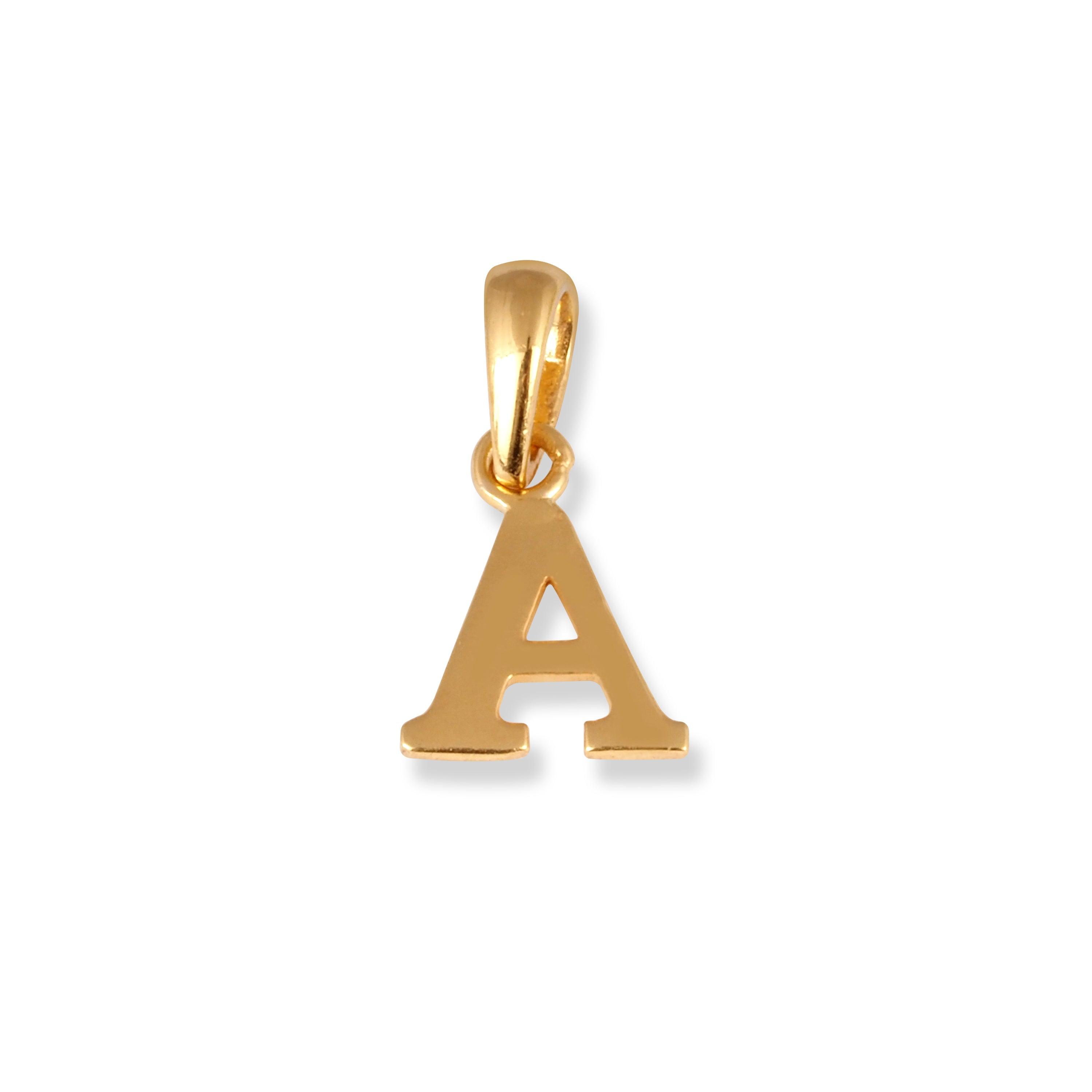 22ct Gold 'A' Initial Pendant P-7037-A - Minar Jewellers