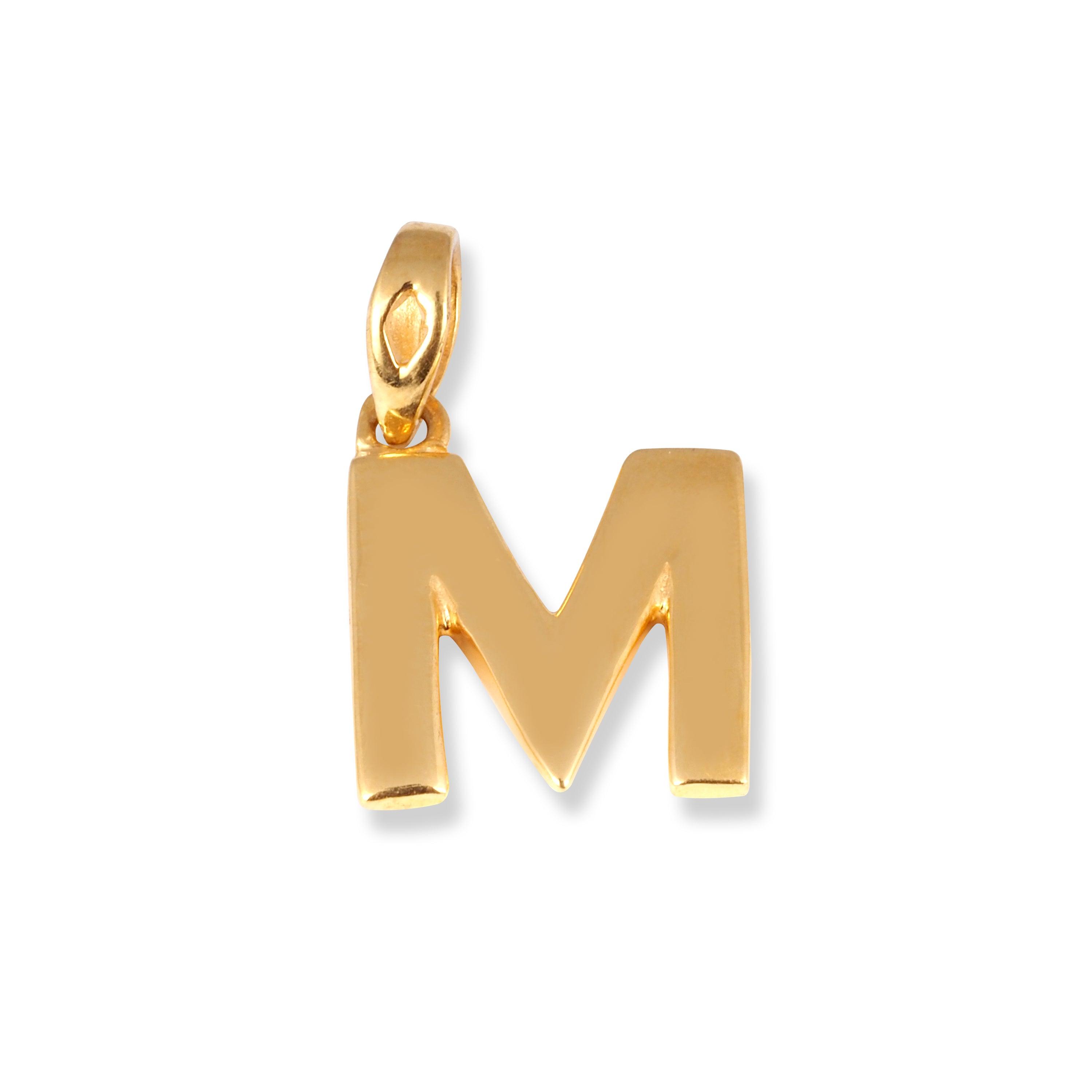 22ct Gold 'M' Initial Pendant P-7046-M - Minar Jewellers
