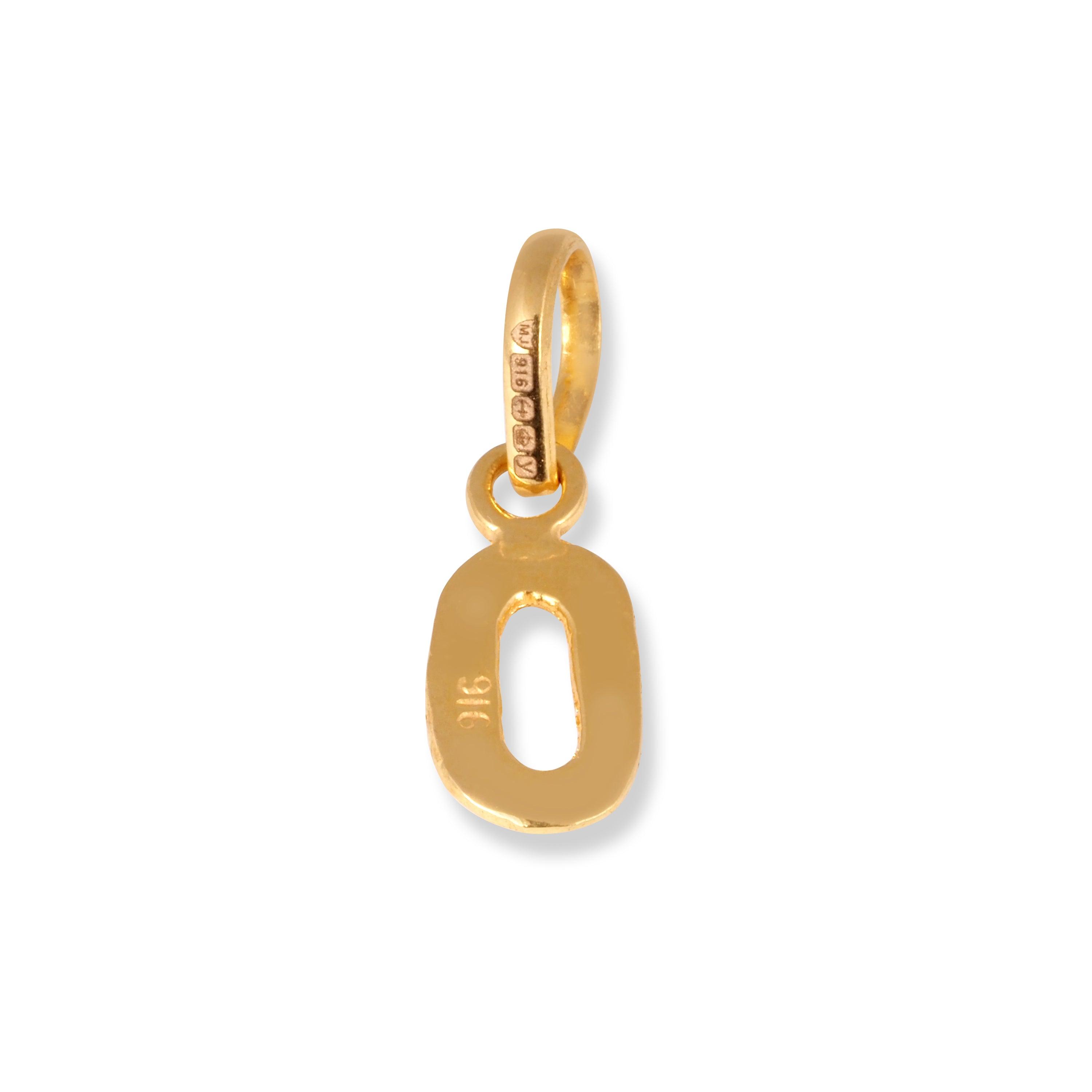 22ct Gold 'O' Initial Pendant P-7047-O - Minar Jewellers
