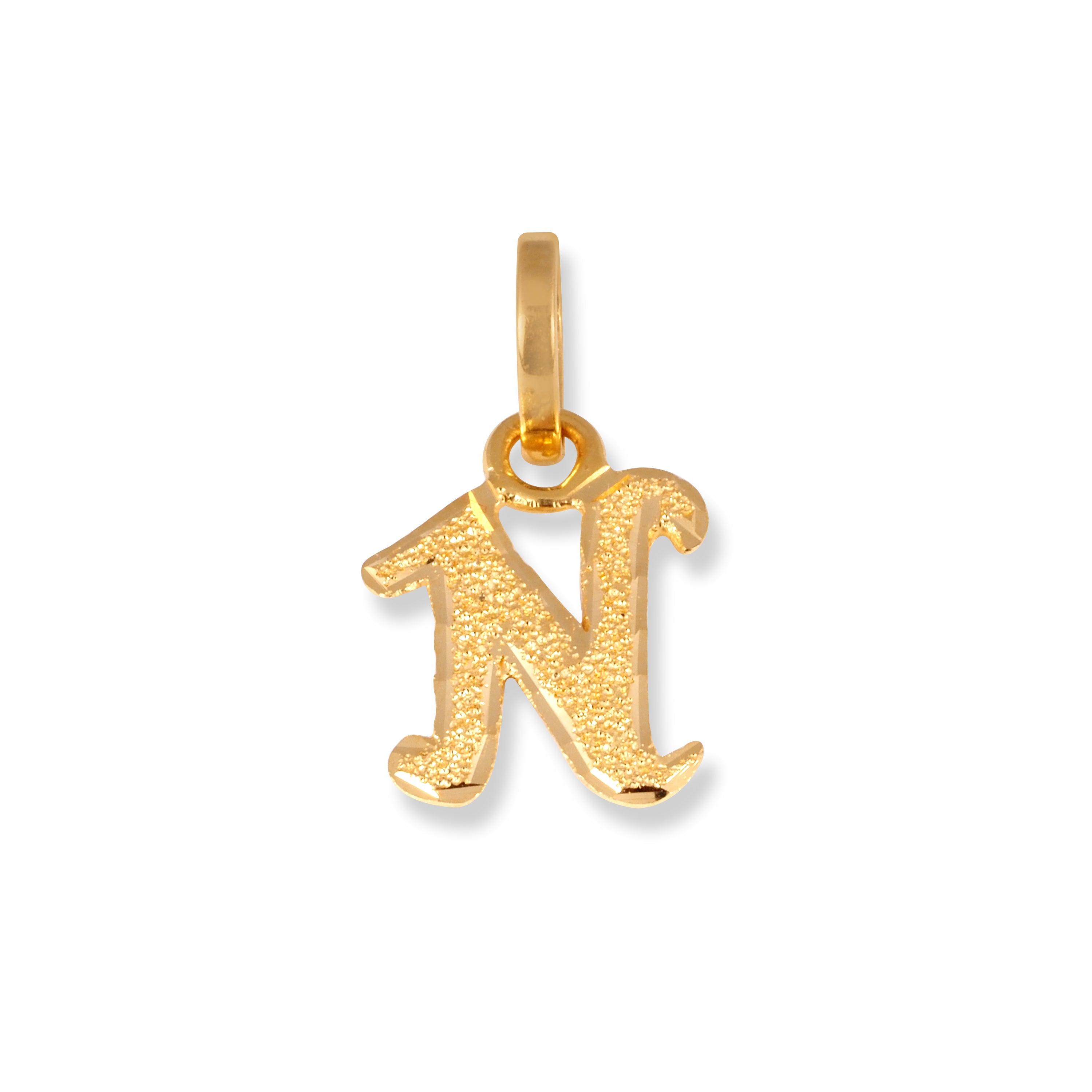 22ct Gold 'N' Initial Pendant P-7047-N - Minar Jewellers