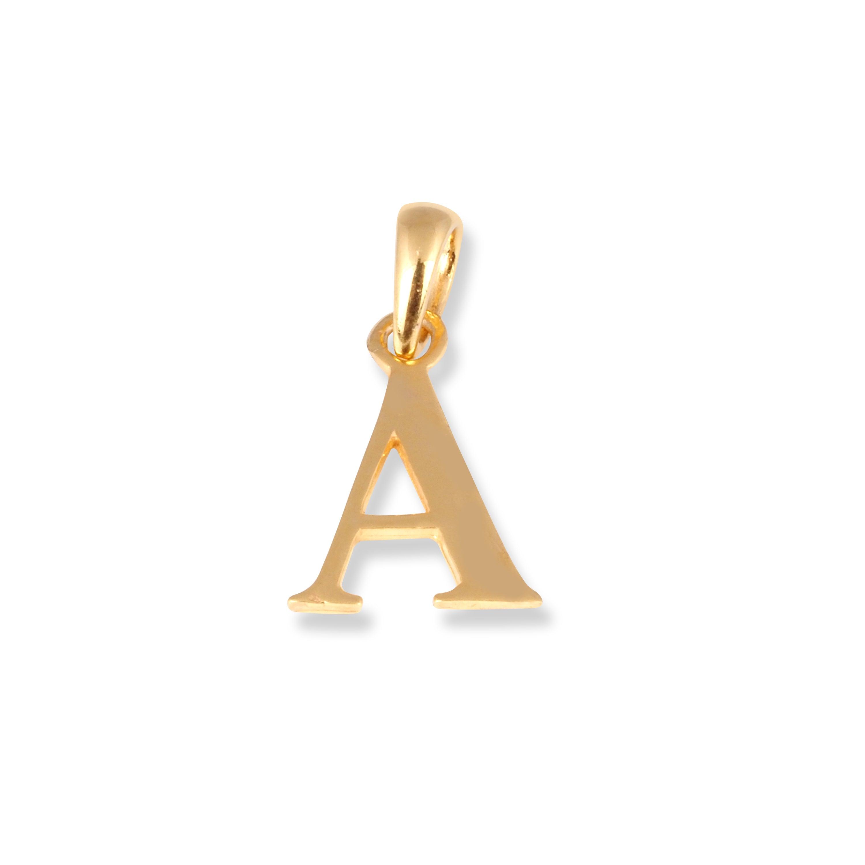 22ct Gold 'A' Initial Pendant P-7049-A - Minar Jewellers