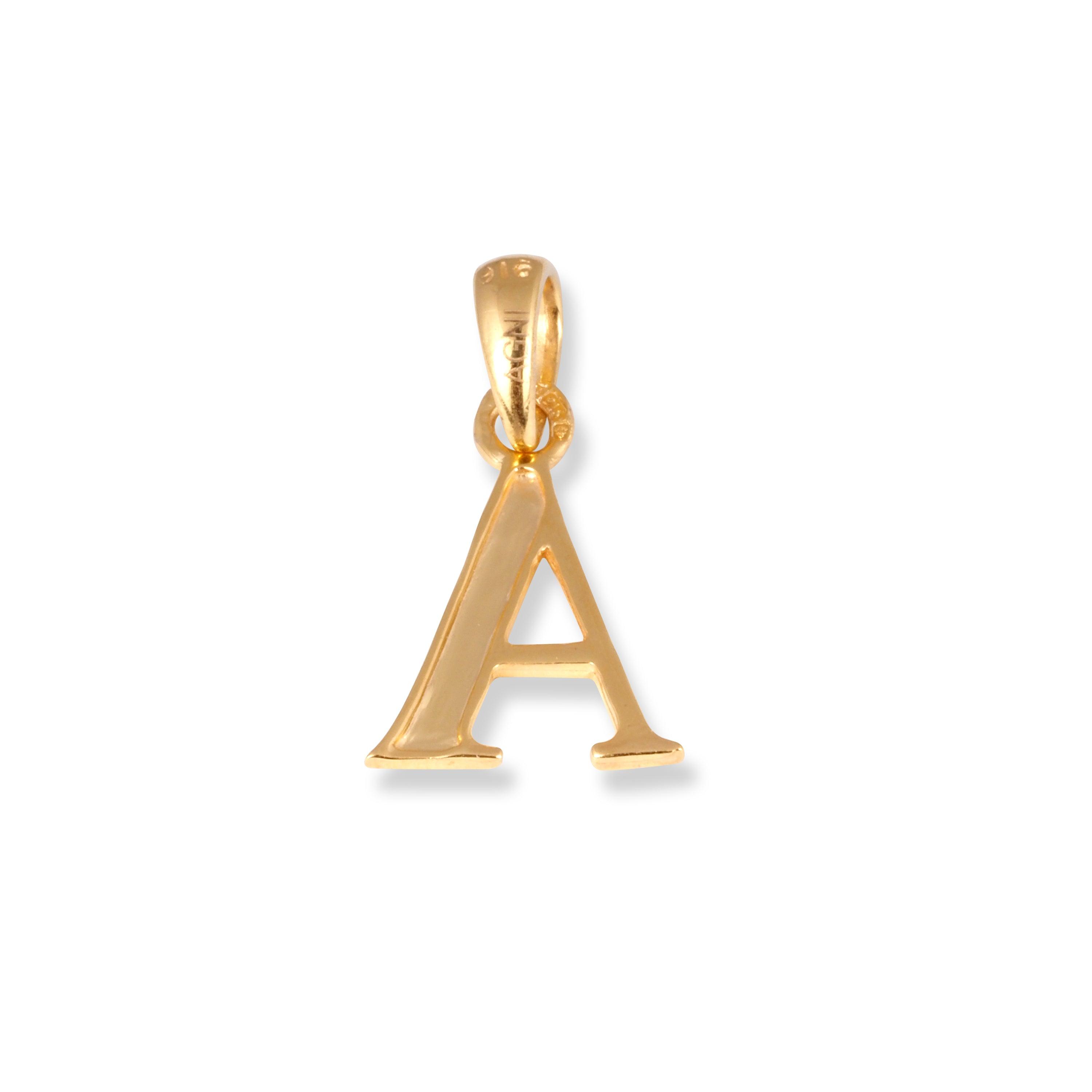 22ct Gold 'A' Initial Pendant P-7049-A - Minar Jewellers