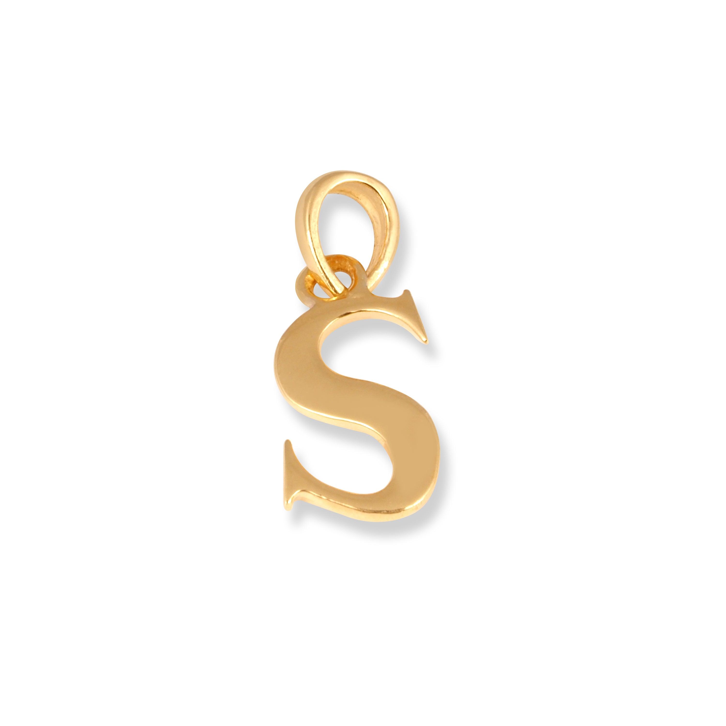 22ct Gold 'S' Initial Pendant P-7049-S - Minar Jewellers
