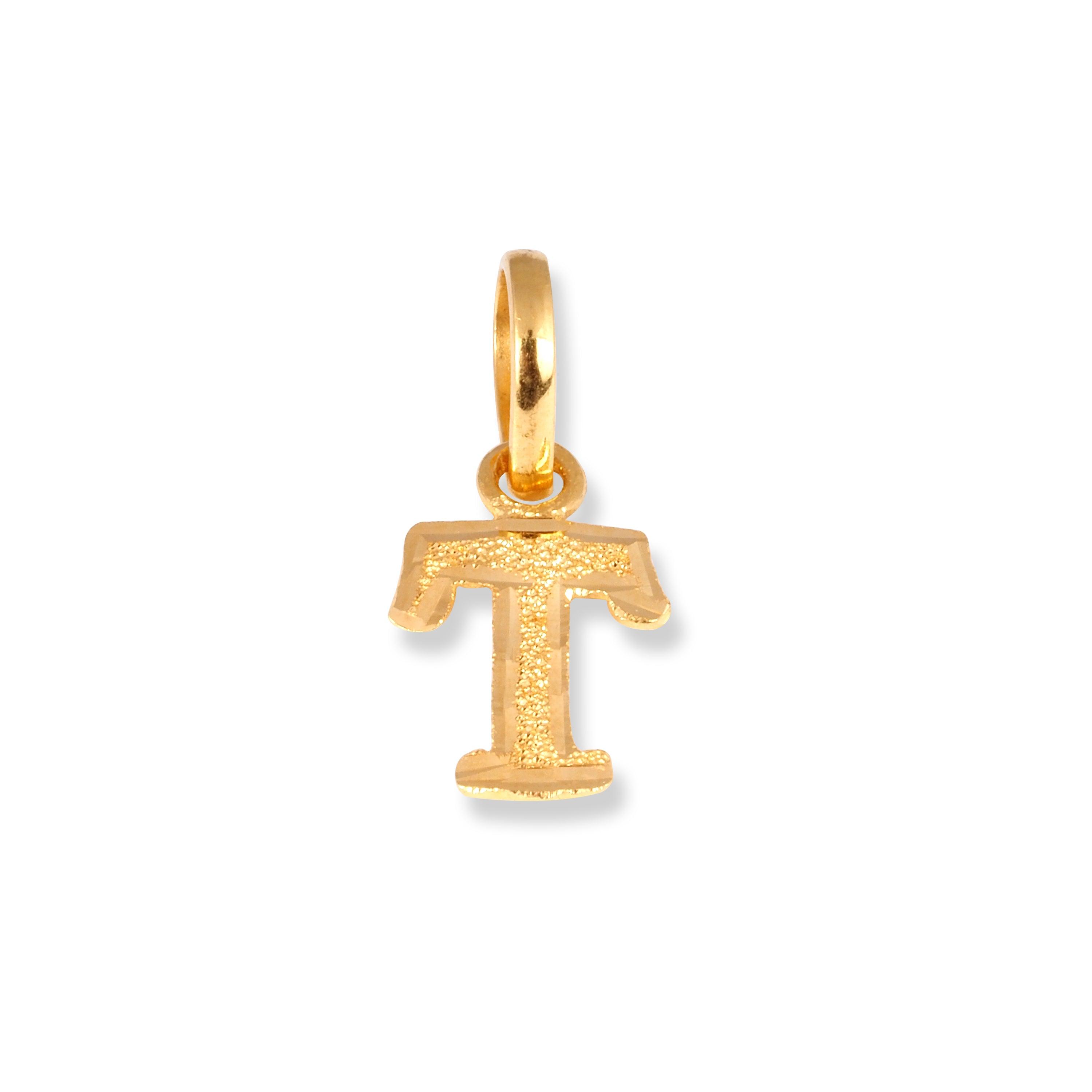 22ct Gold 'T' Initial Pendant P-7047-T - Minar Jewellers