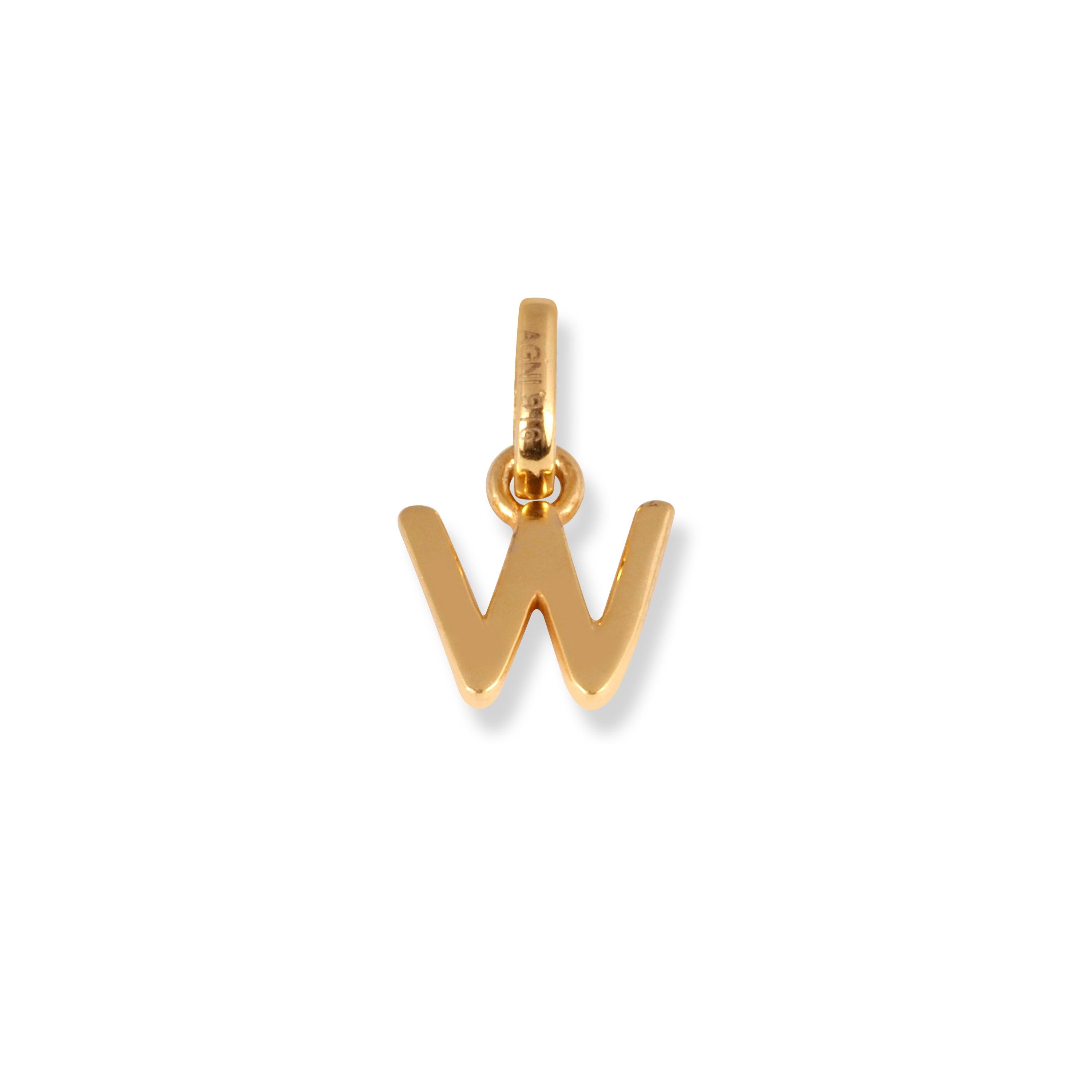 22ct Gold 'W' Initial Pendant P-7032-W - Minar Jewellers