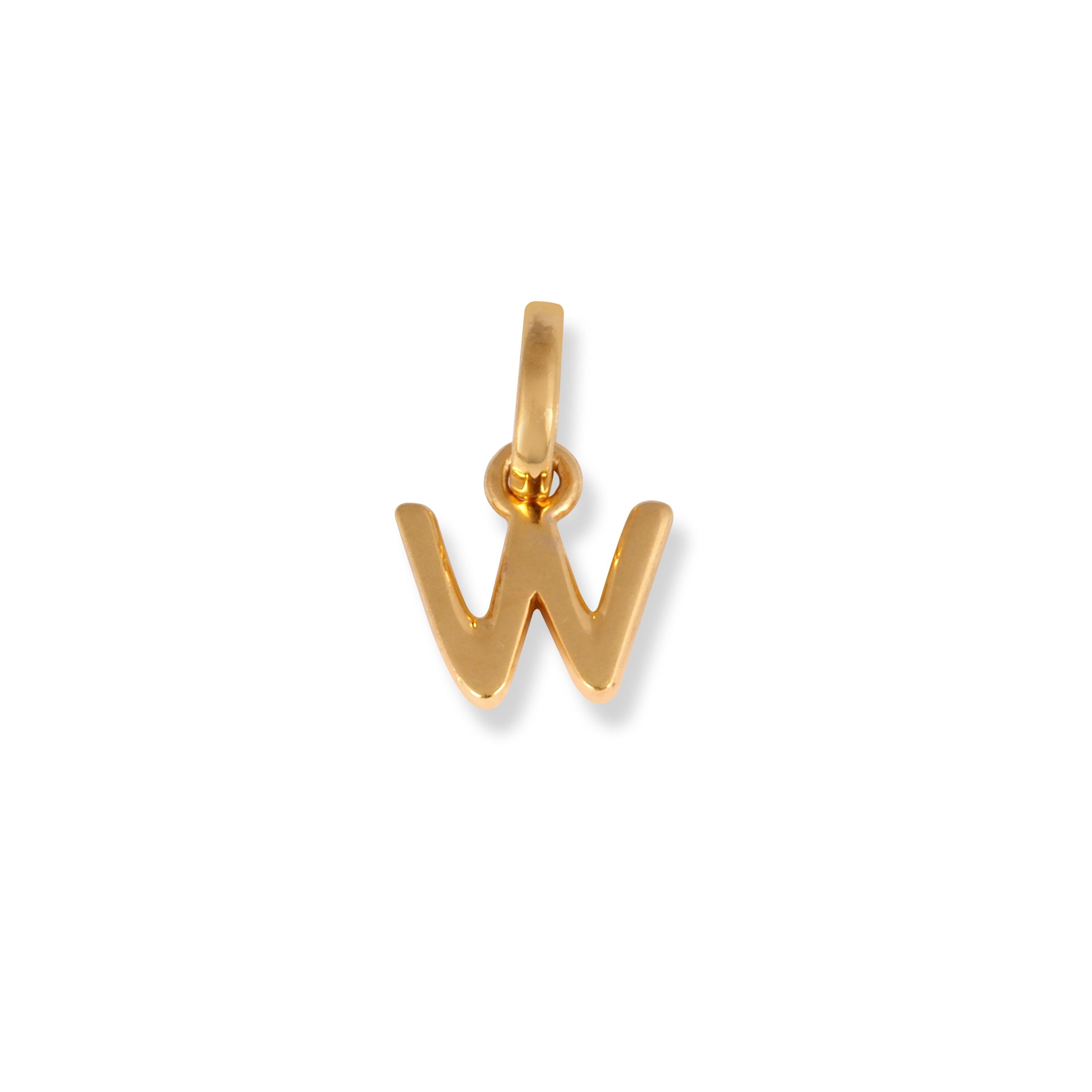 22ct Gold 'W' Initial Pendant P-7032-W - Minar Jewellers