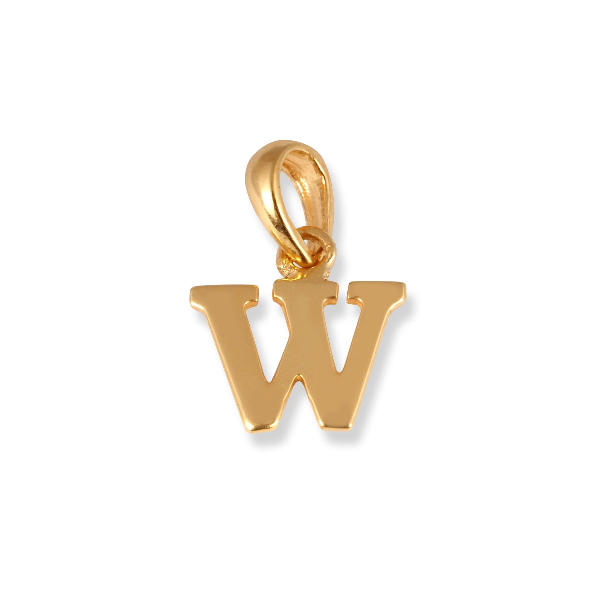 22ct Gold 'W' Initial Pendant P-7037-W - Minar Jewellers