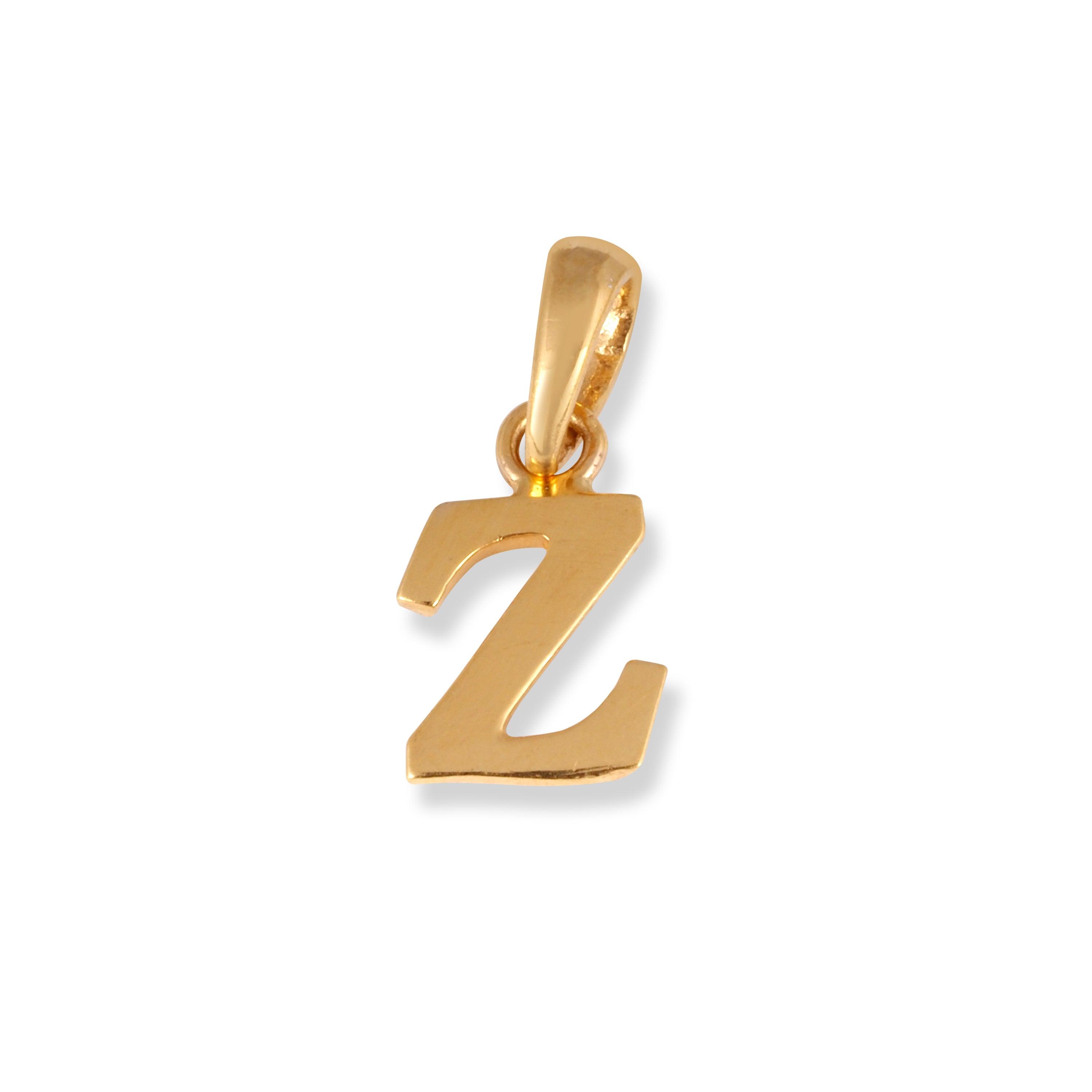 22ct Gold 'Z' Initial Pendant P-7037-Z - Minar Jewellers