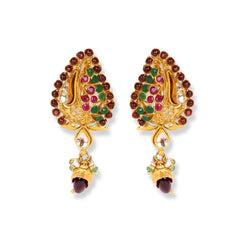 22ct Gold Antiquated Look Set with Cubic Coloured Stones NE-4983 - Minar Jewellers