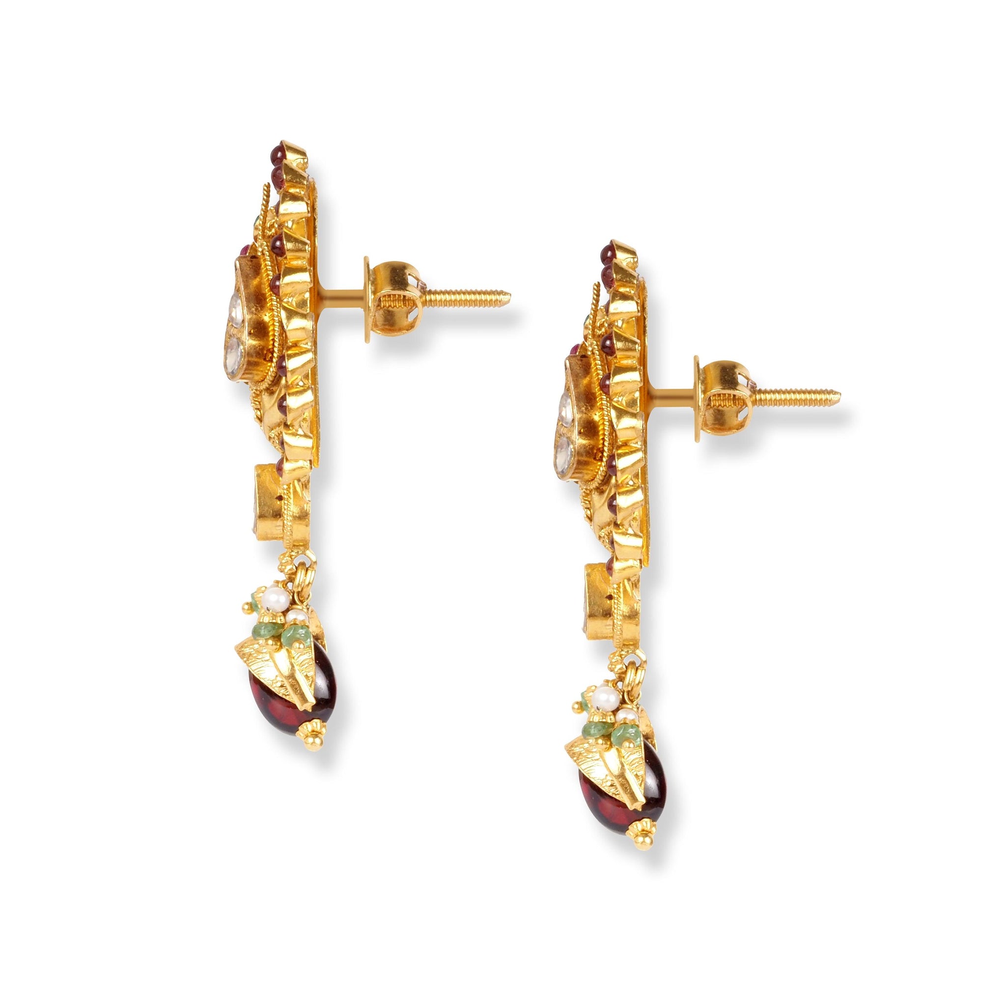 22ct Gold Antiquated Look Set with Cubic Coloured Stones NE-4983