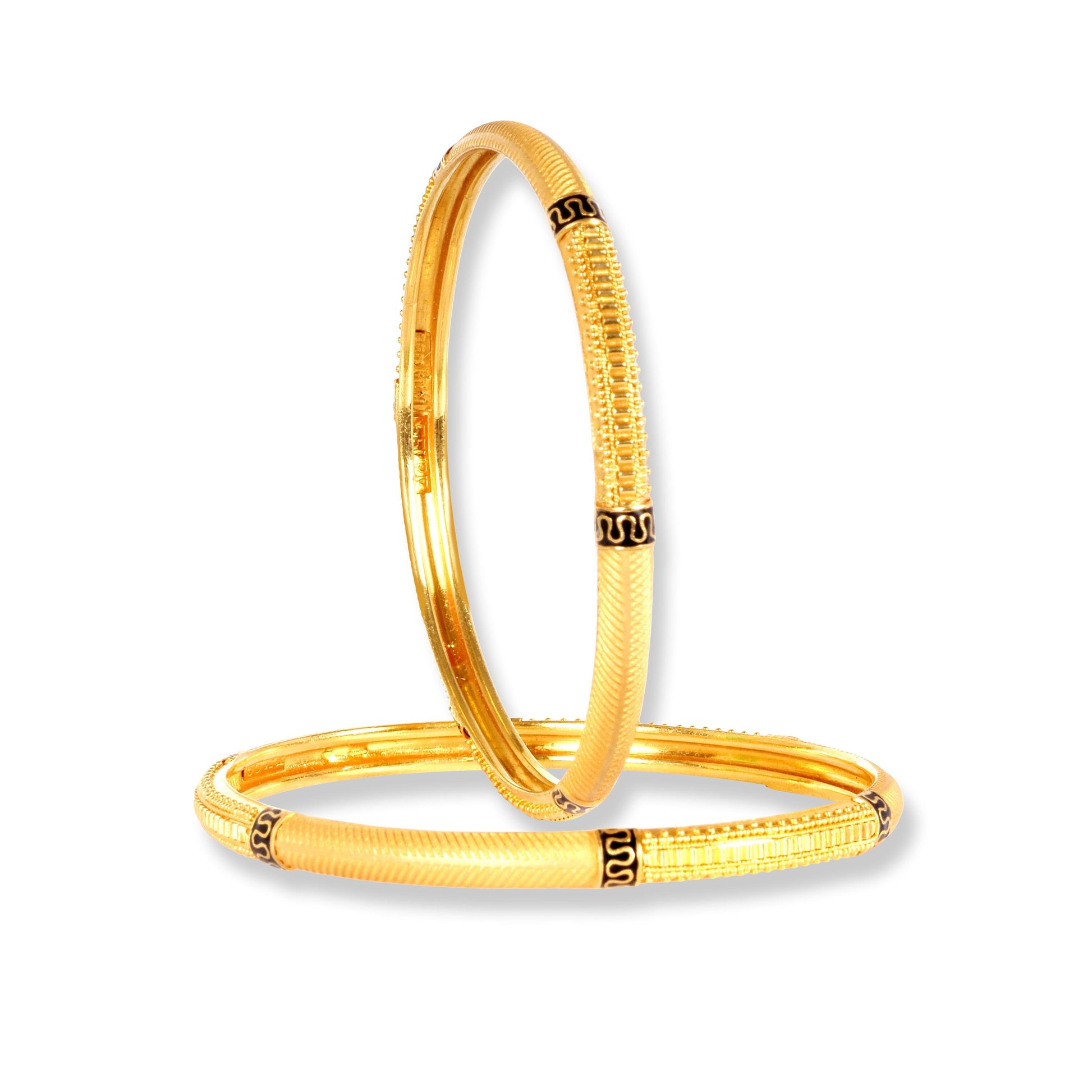 22ct Gold Bangles with Black Rhodium Plating (Set of 2) B-8540 - Minar Jewellers