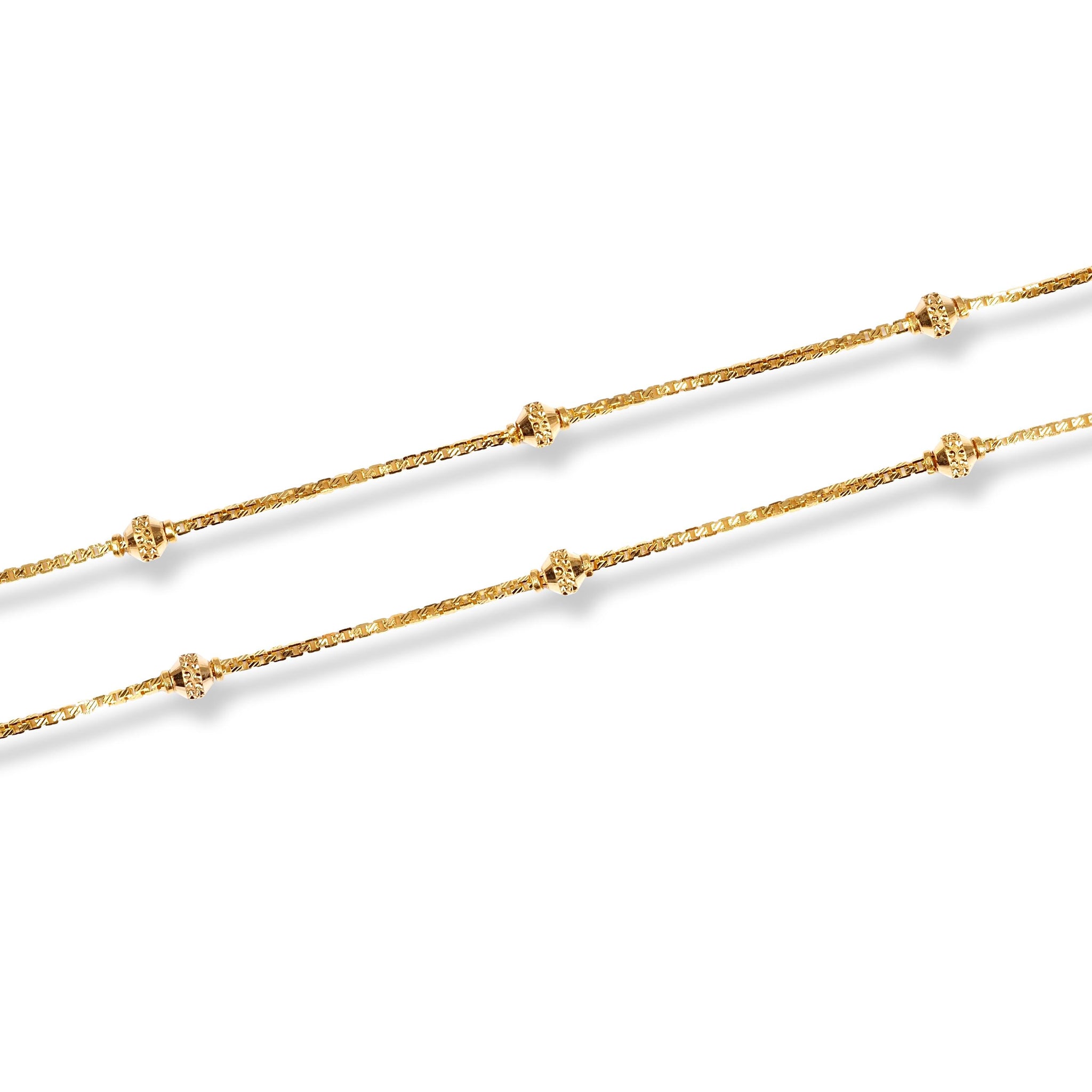 22ct Gold Box Chain With Diamond Cut Beads and Hook Clasp C-7148