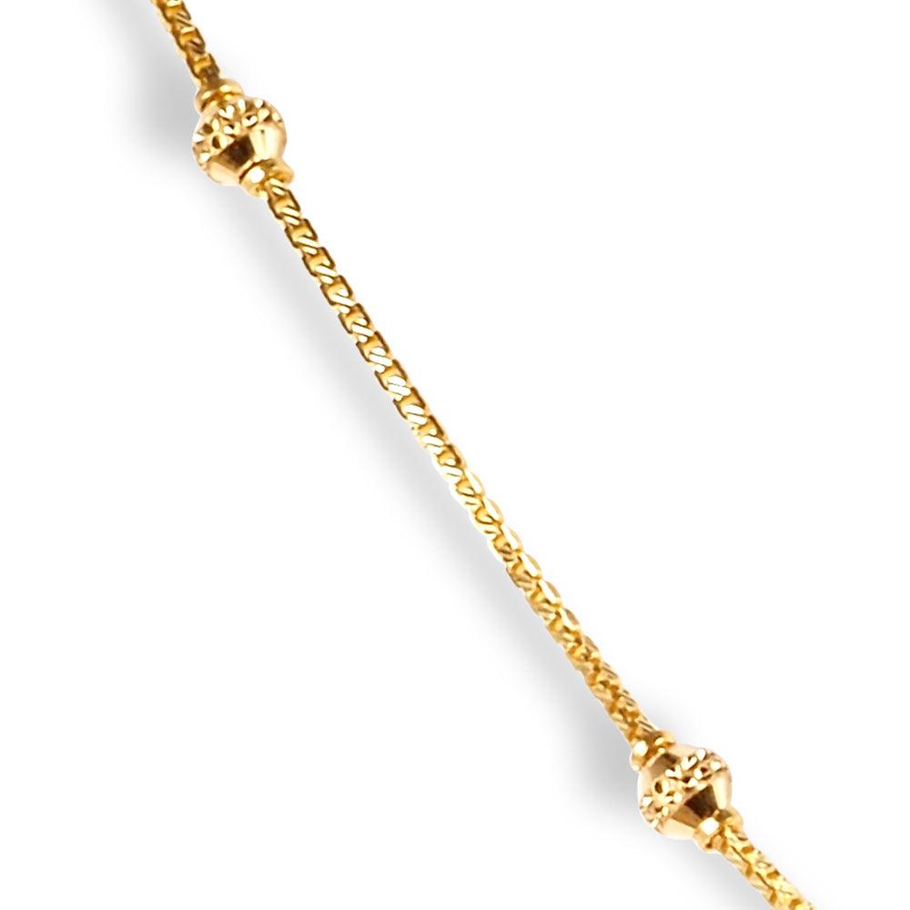 22ct Gold Box Chain With Diamond Cut Beads and Hook Clasp C-7148