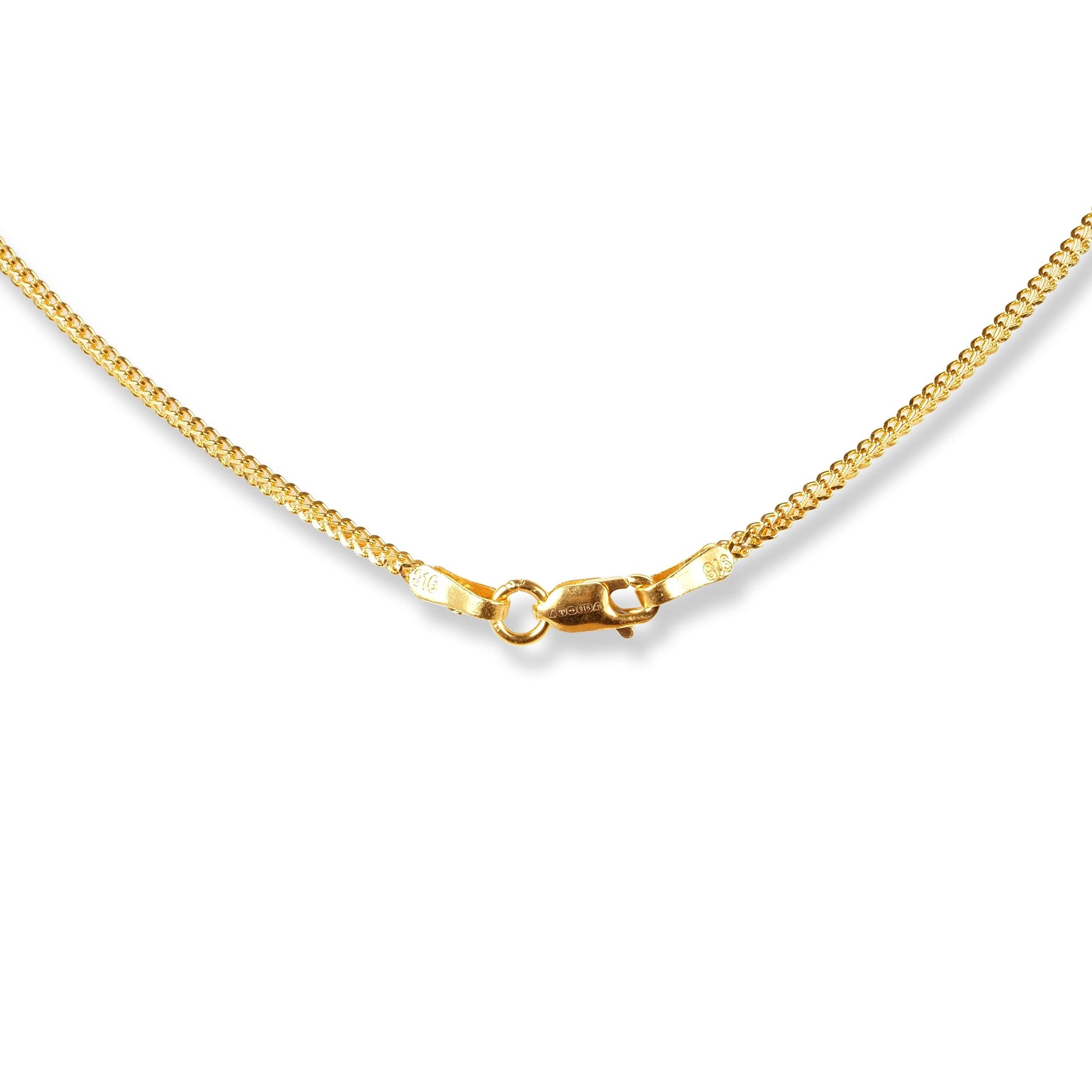 22ct Gold Box Chain With Sandblasted Beads and Lobster Clasp C-7147 - Minar Jewellers