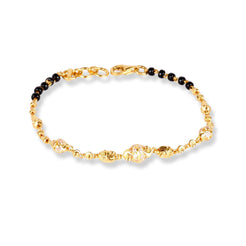 22ct Gold Bracelet with Black Beads and Cubic Zirconia Stones LBR-8482 - Minar Jewellers
