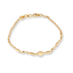 22ct Gold Bracelet with Diamond cut Beads and Cubic Zirconia Stones LBR-7133G - Minar Jewellers