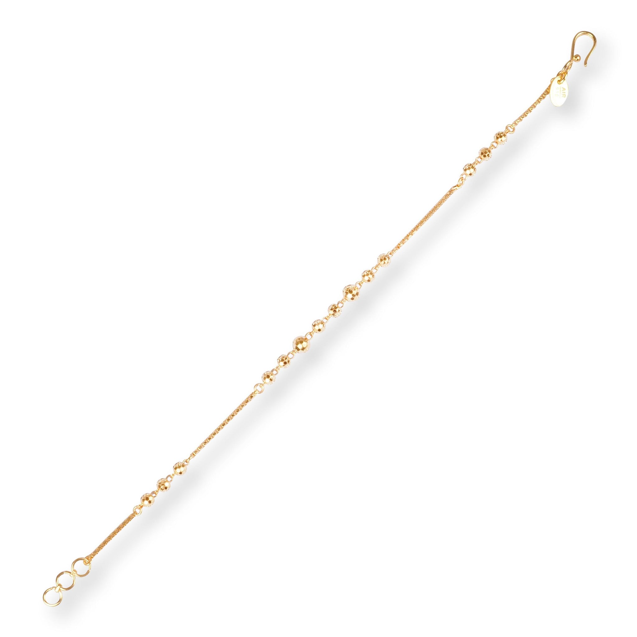22ct Gold Bracelet with Diamond Cut Beads and Hook Clasp LBR-8492
