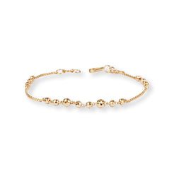 22ct Gold Bracelet with Diamond Cut Beads and Hook Clasp LBR-8492 - Minar Jewellers