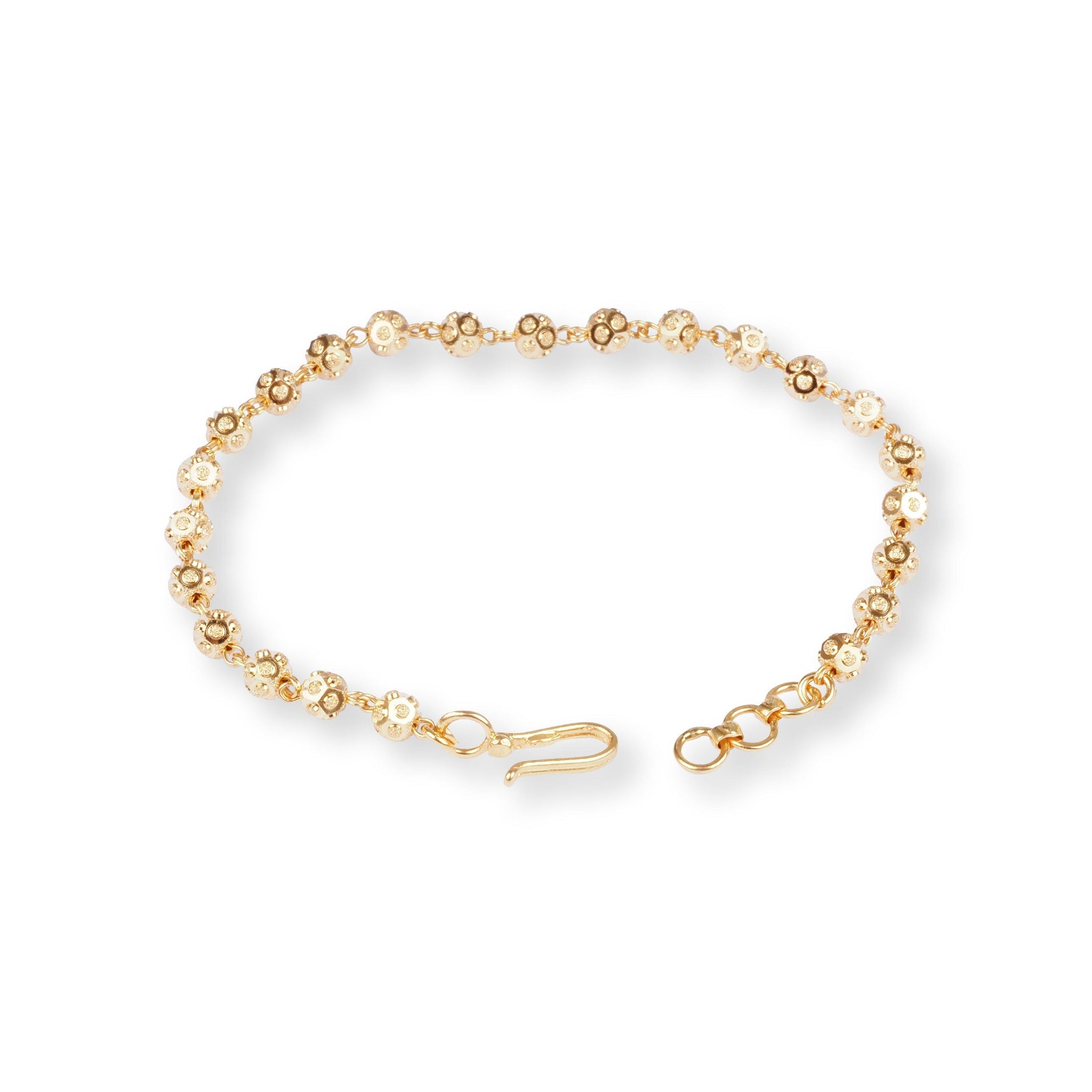 22ct Gold Bracelet with Diamond Cut Beads and Hook Clasp LBR-8499