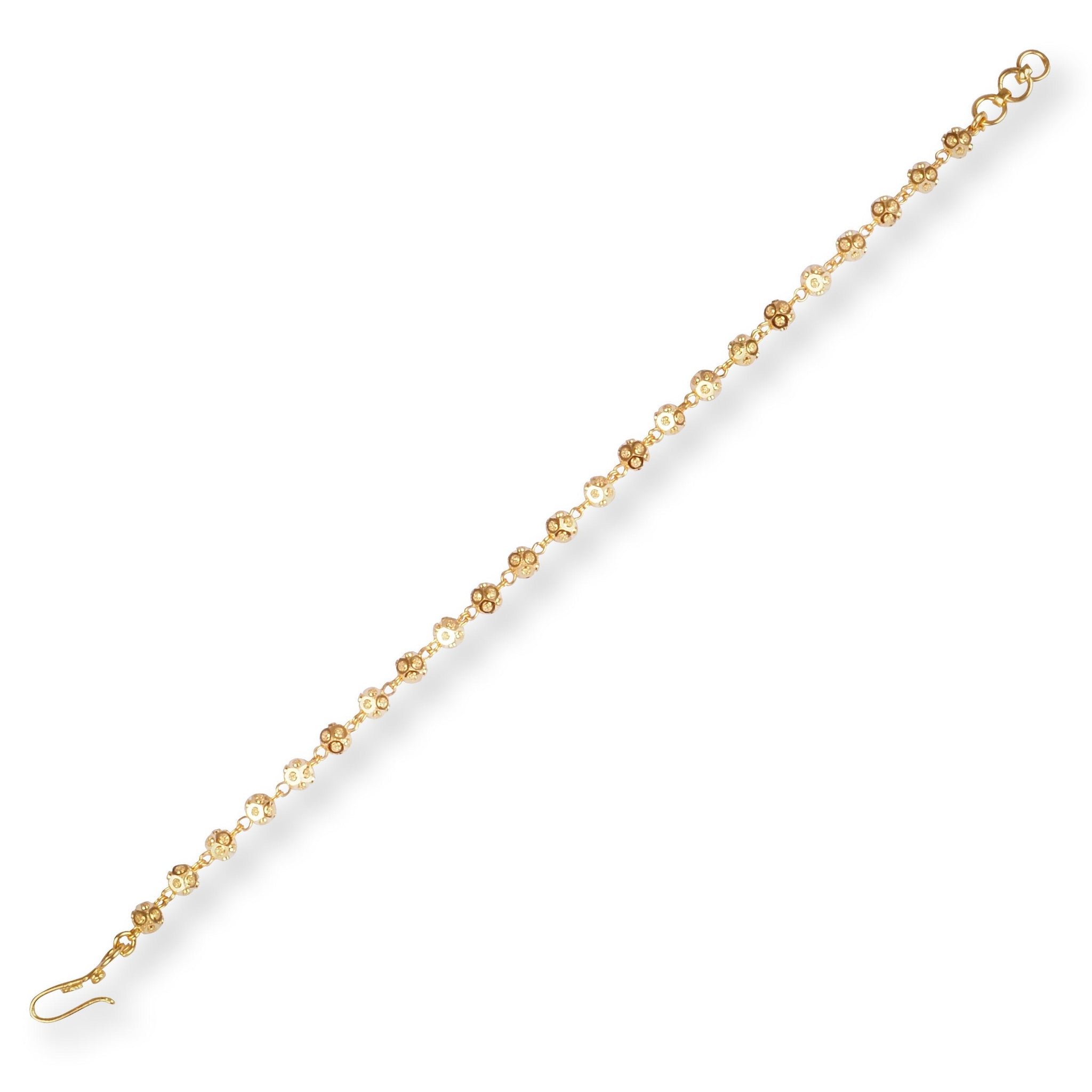 22ct Gold Bracelet with Diamond Cut Beads and Hook Clasp LBR-8499