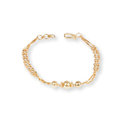 22ct Gold Bracelet with Diamond Cut Beads, Double Chain and Hook Clasp LBR-8500 - Minar Jewellers