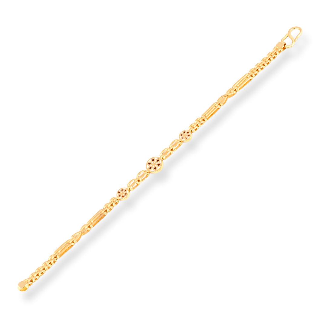22ct Gold Bracelet with Minakari Design and S Clasp LBR-8543 - Minar Jewellers