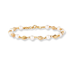 22ct Gold Bracelet with Pearl and Cubic Zirconia Stones LBR-7129 - Minar Jewellers