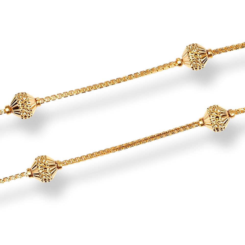 22ct Gold Chain With Diamond Cut Beads and Lobster Clasp C-7146 - Minar Jewellers