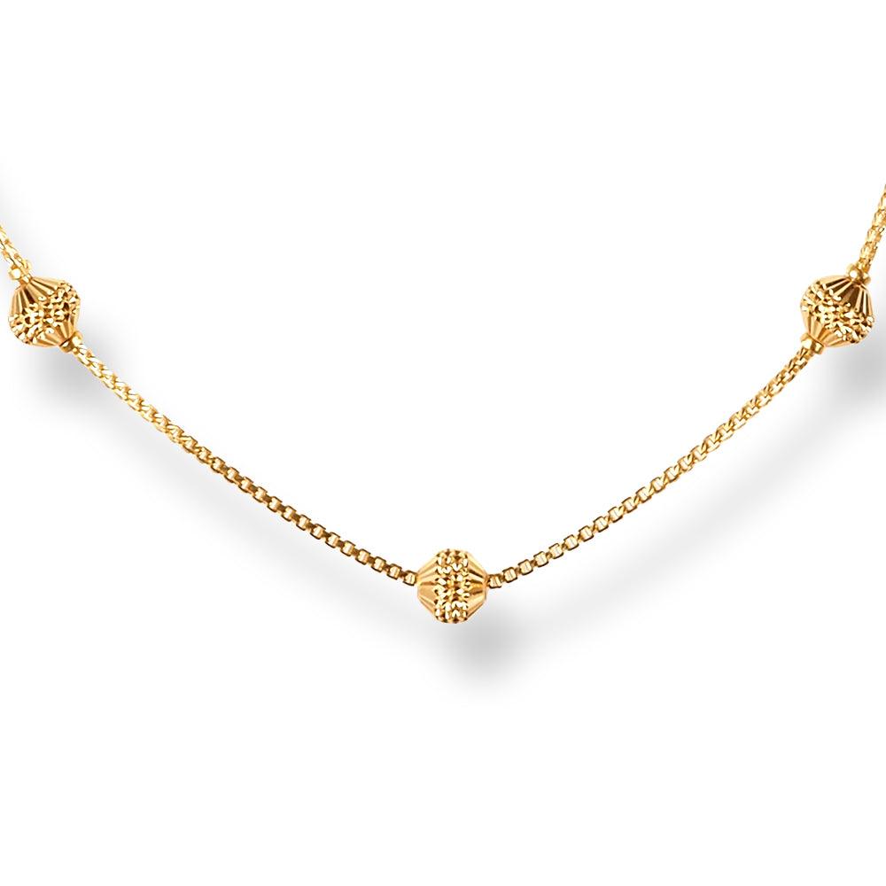 22ct Gold Chain With Diamond Cut Beads and Lobster Clasp C-7146 - Minar Jewellers