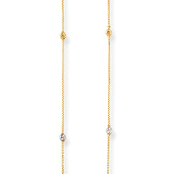 22ct Gold Chain with Plain Gold and Rhodium Plated Beads and Lobster Clasp C-7029 - Minar Jewellers