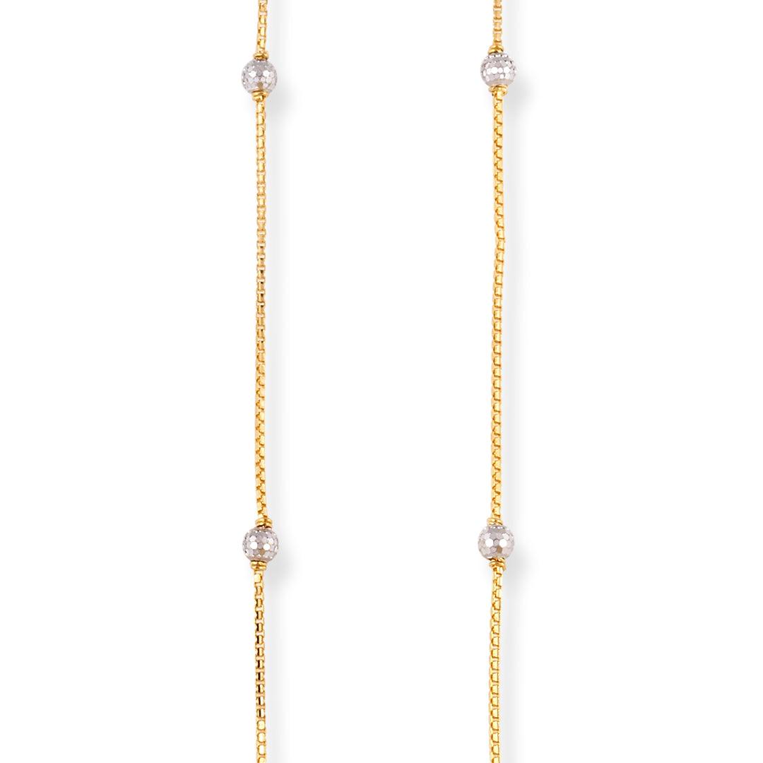 22ct Gold Chain with Rhodium Plated Beads and Lobster Clasp C-7024 - Minar Jewellers
