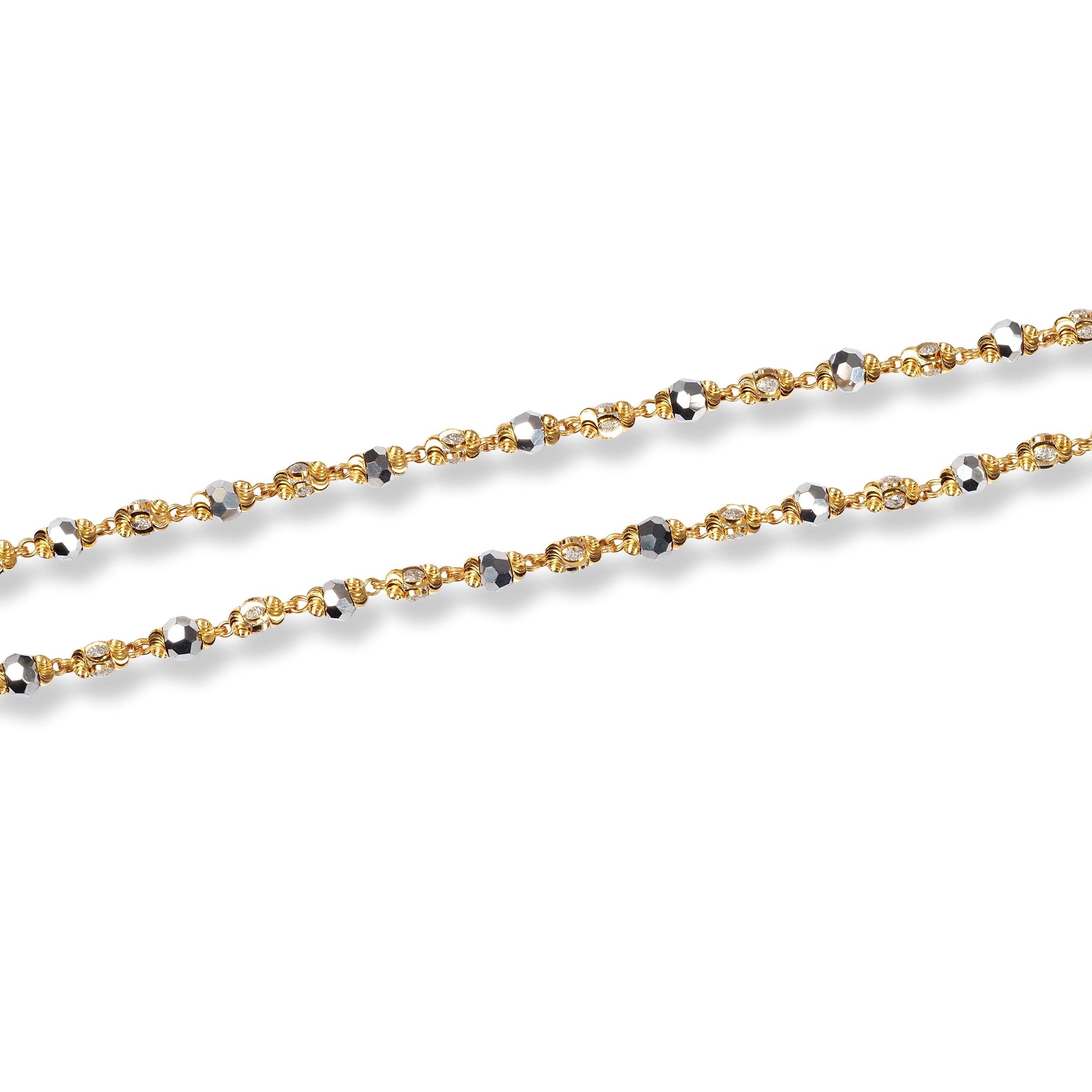 22ct Gold Children Bracelets with Rhodium Plated and Crystal Beads with S-Clasp CBR-8463