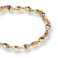 22ct Gold Children Bracelets with Rhodium Plated and Crystal Beads with S-Clasp CBR-8463 - Minar Jewellers