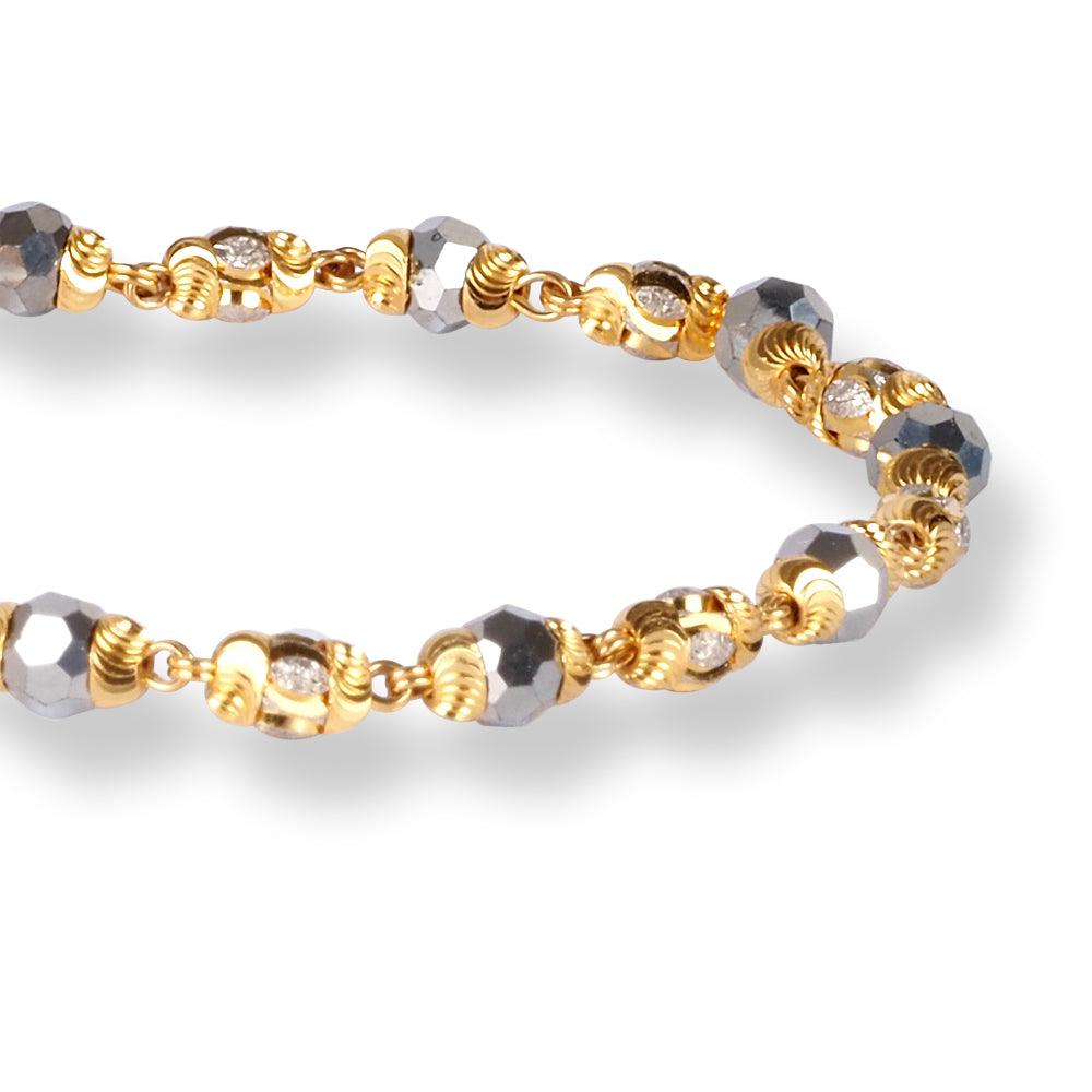 22ct Gold Children Bracelets with Rhodium Plated and Crystal Beads with S-Clasp CBR-8463