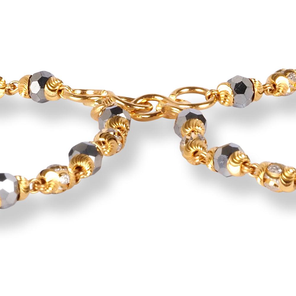 22ct Gold Children Bracelets with Rhodium Plated and Crystal Beads with S-Clasp CBR-8463 - Minar Jewellers