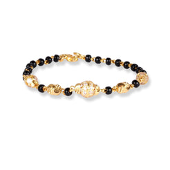 22ct Gold Children's Bracelets with Black Beads and Cubic Zirconia Stones CBR-8465 - Minar Jewellers