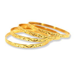 22ct Gold Diamond Cut Design Bangles (Set of 4) B-8001 - Minar Jewellers