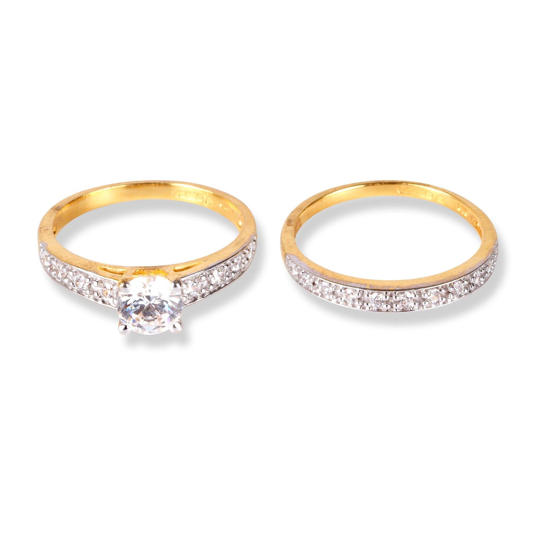 22ct Gold Engagement Ring and Wedding Band Set with Swarovski Zirconia Stones LR-6632