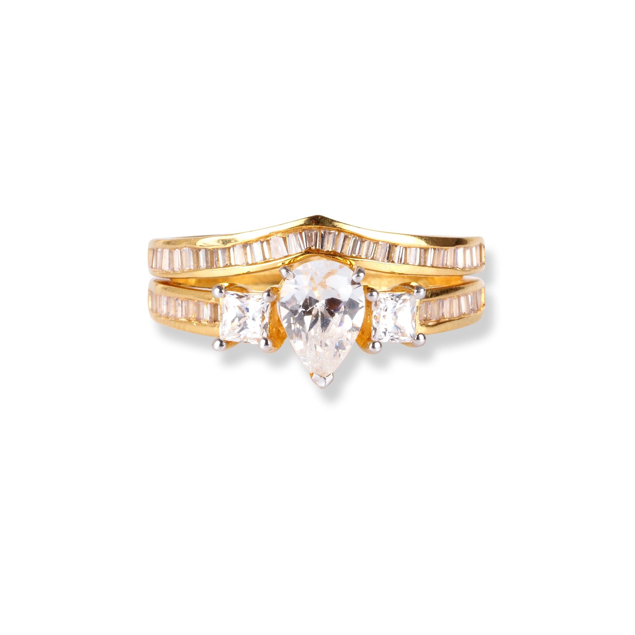 22ct Gold Engagement Ring and Wedding Band Set with Swarovski Zirconia Stones LR-6633