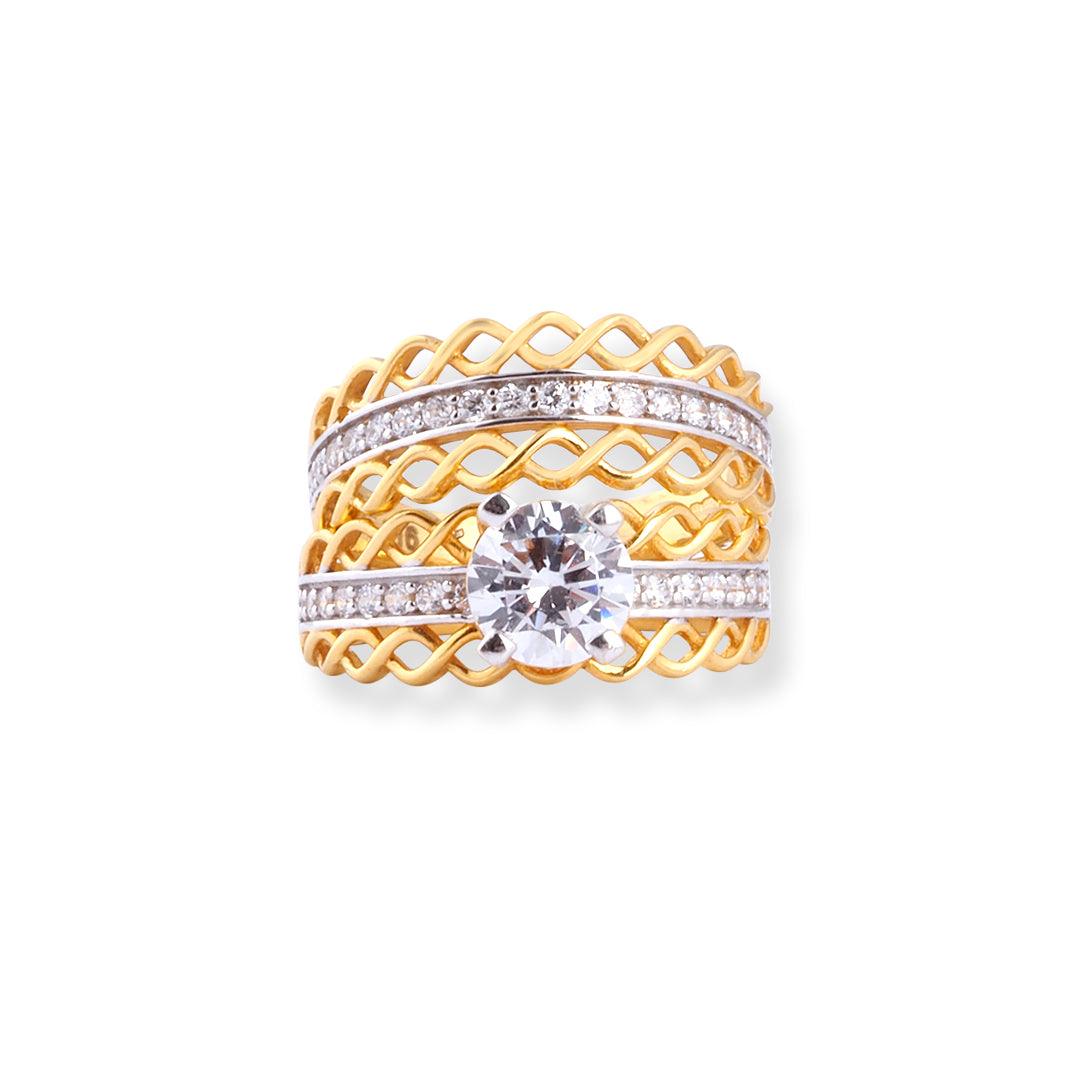 22ct Gold Engagement Ring and Wedding Band Set with Swarovski Zirconia Stones LR-7094