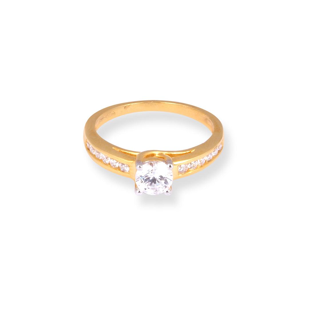 22ct Gold Engagement Ring with Swarovski Zirconia Stones LR-7088 - Minar Jewellers