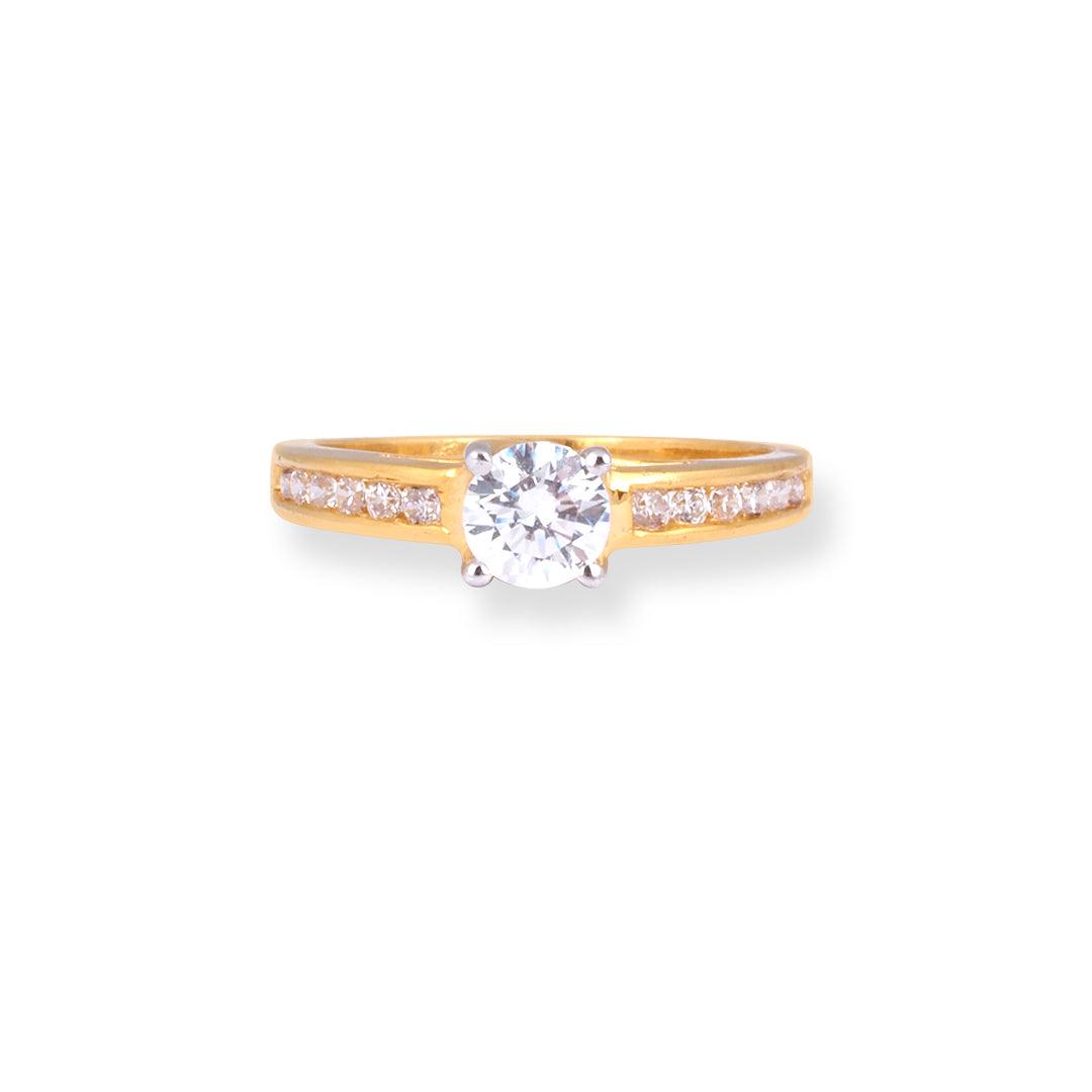 22ct Gold Engagement Ring with Swarovski Zirconia Stones LR-7088 - Minar Jewellers