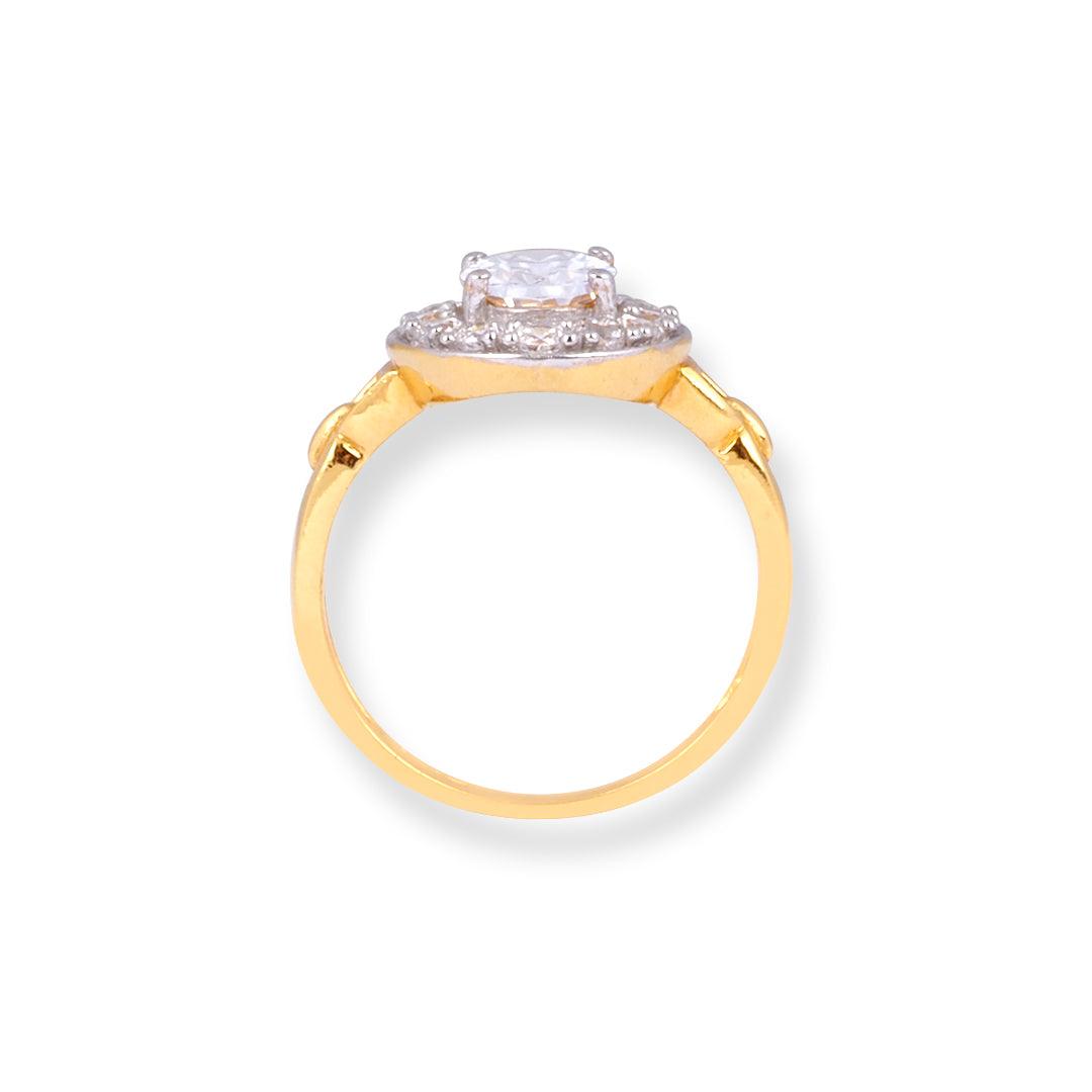 22ct Gold Engagement Ring with Swarovski Zirconia Stones LR-7089 - Minar Jewellers