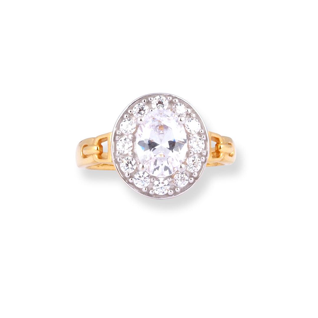 22ct Gold Engagement Ring with Swarovski Zirconia Stones LR-7089 - Minar Jewellers