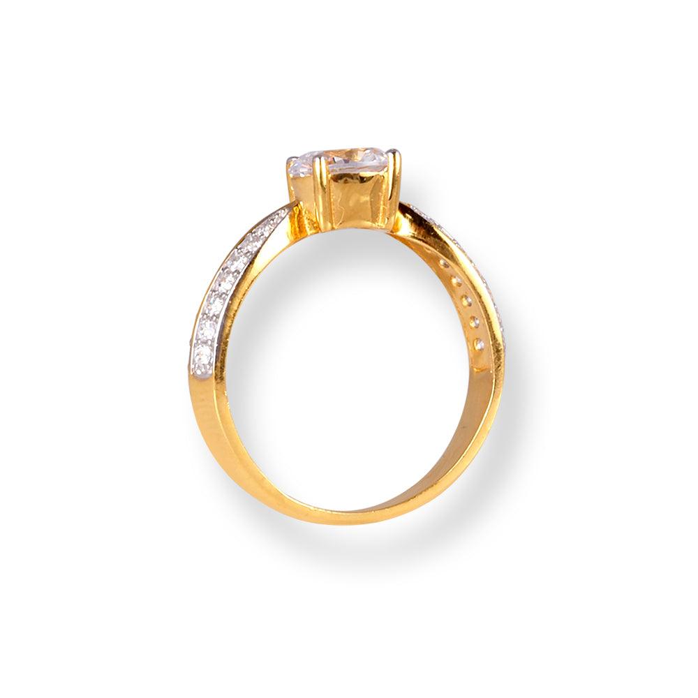 22ct Gold Engagement Ring with Swarovski Zirconia Stones LR-6616 - Minar Jewellers